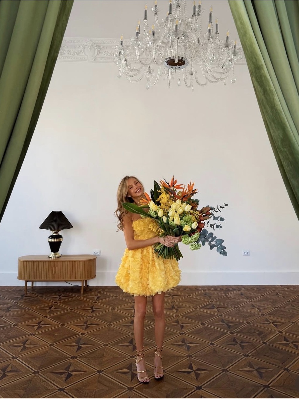 Bright Yellow Ruffle Mini Dress Selleza London